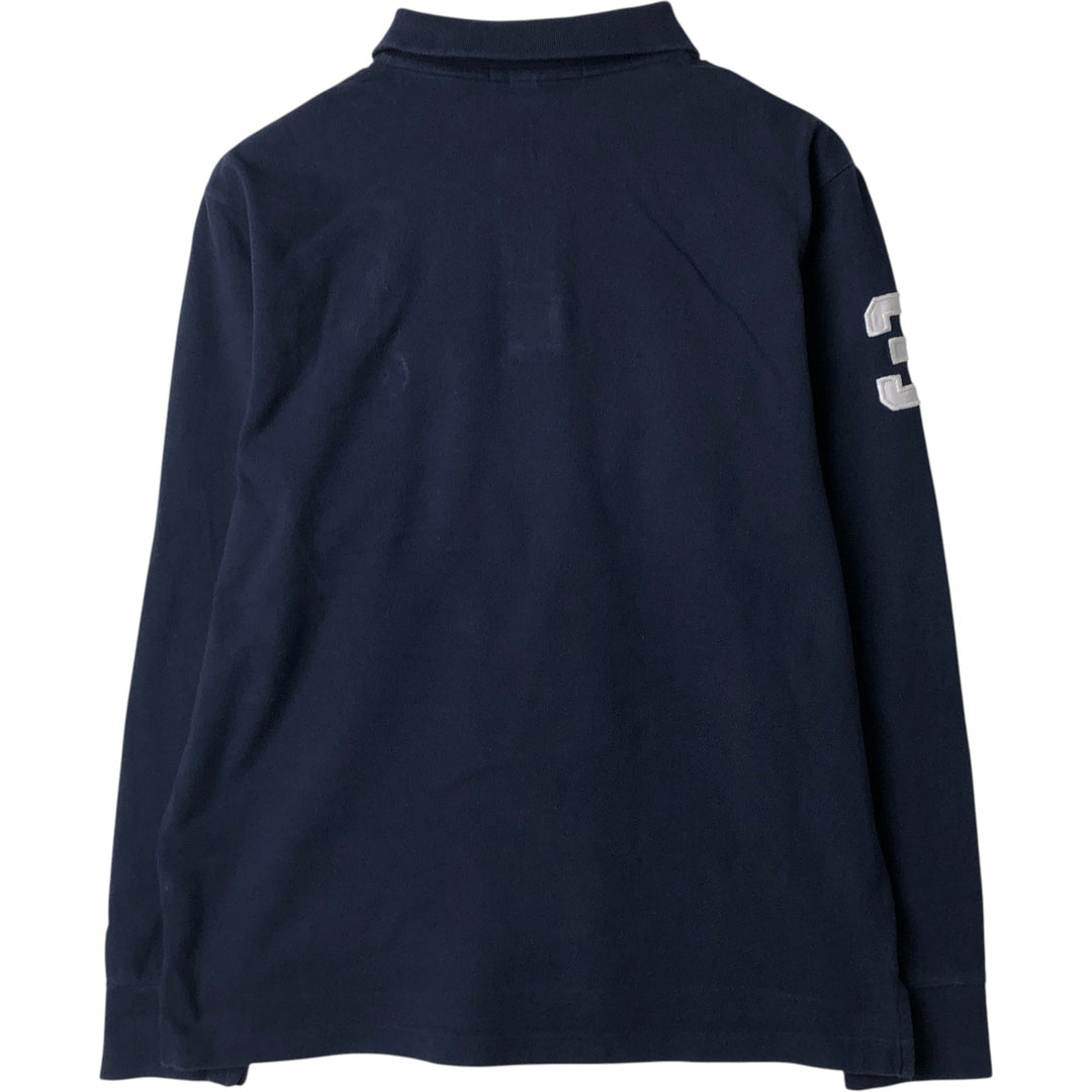 Ralph Lauren POLO by Ralph Lauren CUSTOM FIT long sleeve polo shirt, men's size L unclear navy blue type Vintage Second Hand