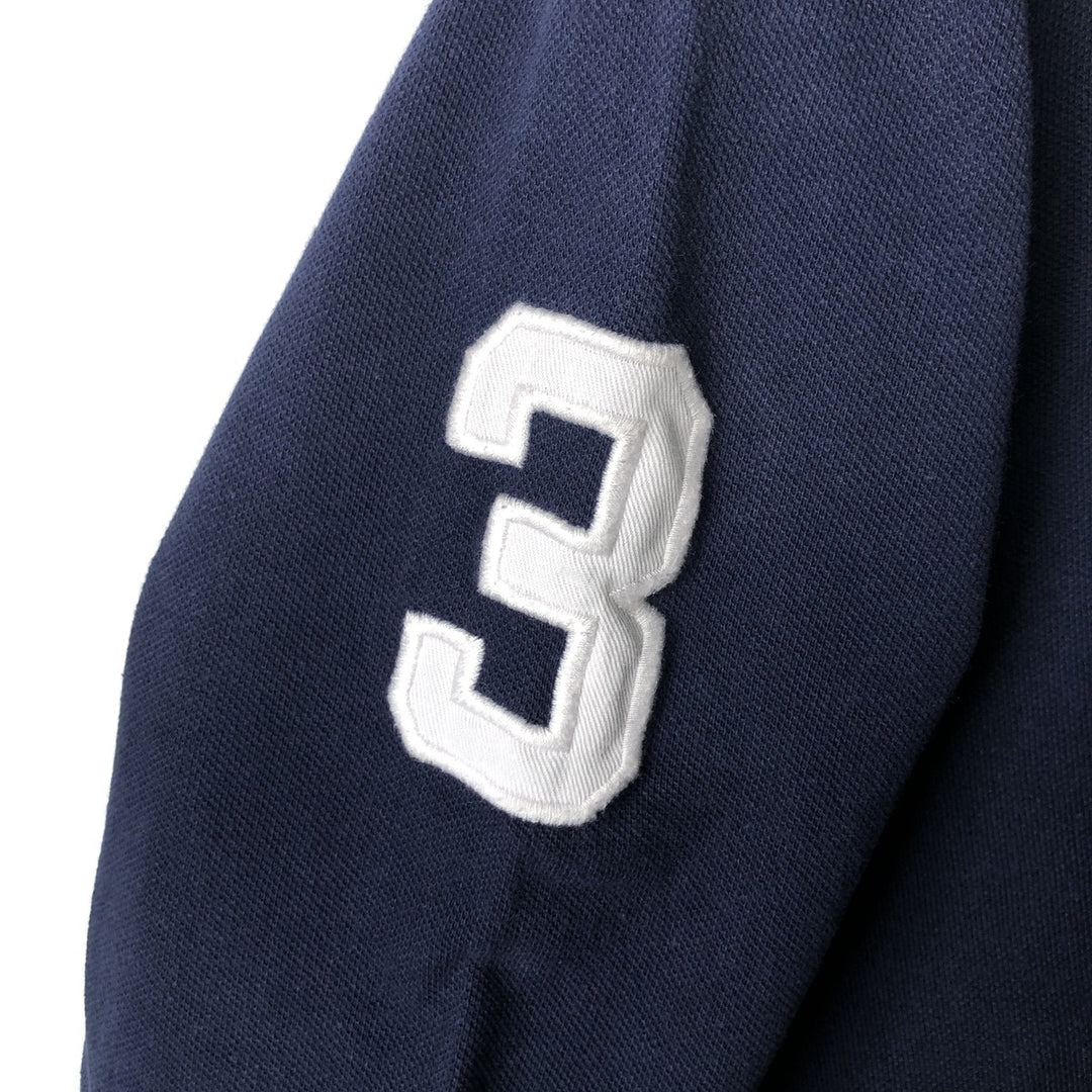 Ralph Lauren POLO by Ralph Lauren CUSTOM FIT long sleeve polo shirt, men's size L unclear navy blue type Vintage Second Hand