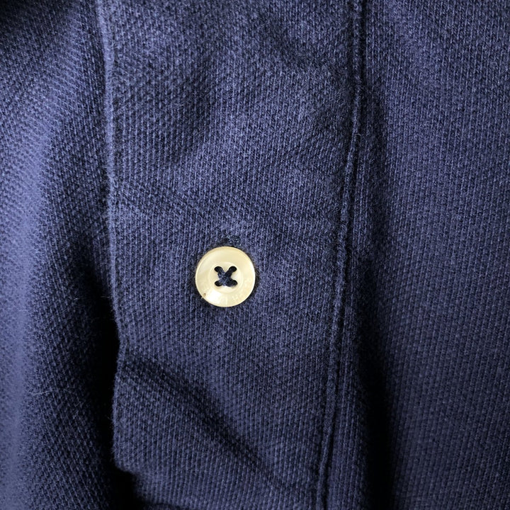 Ralph Lauren POLO by Ralph Lauren CUSTOM FIT long sleeve polo shirt, men's size L unclear navy blue type Vintage Second Hand
