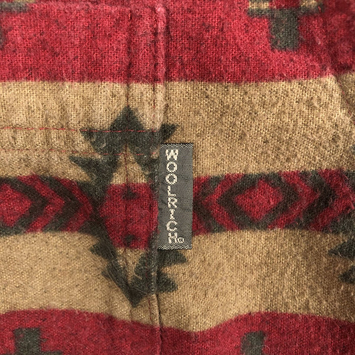 2000'S WOOLRICH Native Pattern Long Sleeve Button-Down Flannel Shirt, Men's Size L cotton Khaki type beige Vintage Second Hand