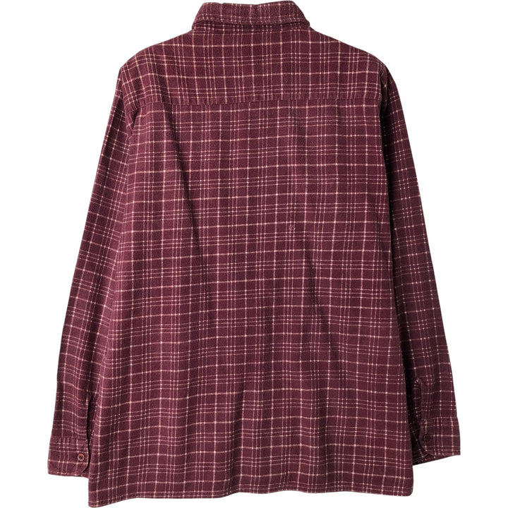 Vintage 1980'S Dickies Long Sleeve Printed Flannel Check Shirt, Men's Size L cotton Purple type red-purple Vintage Second Hand