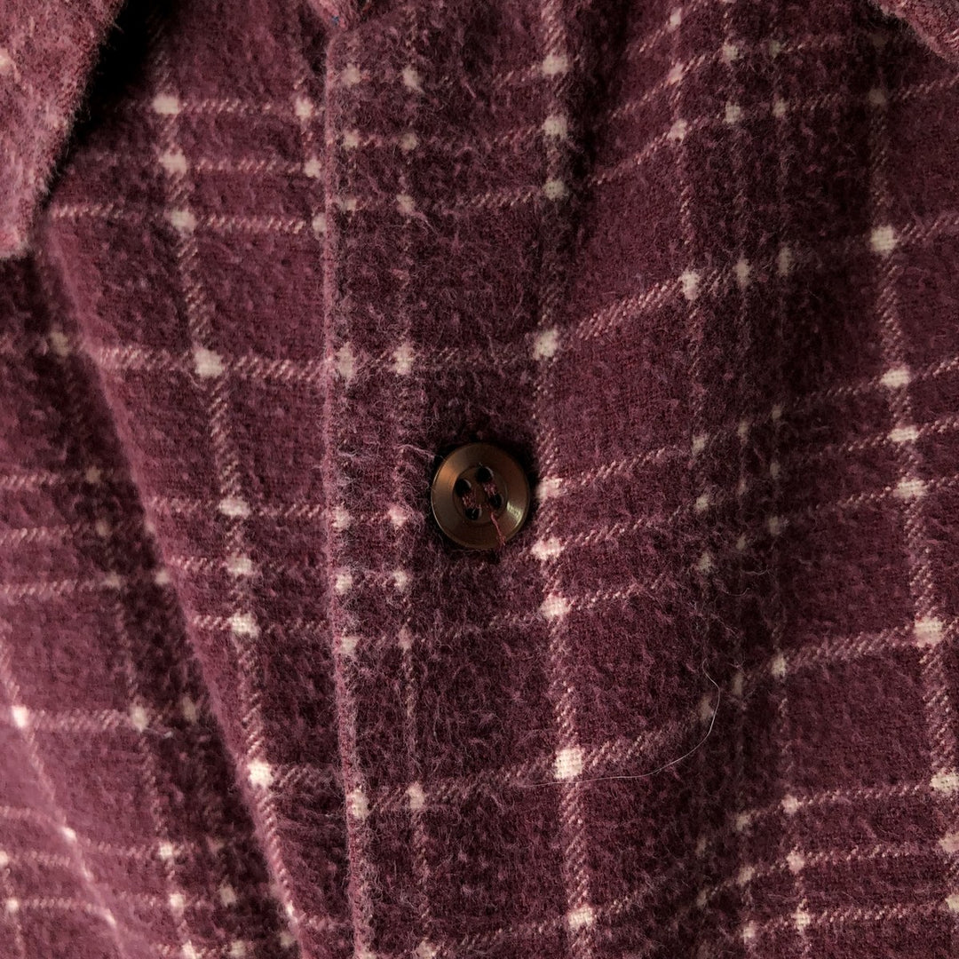 Vintage 1980'S Dickies Long Sleeve Printed Flannel Check Shirt, Men's Size L cotton Purple type red-purple Vintage Second Hand