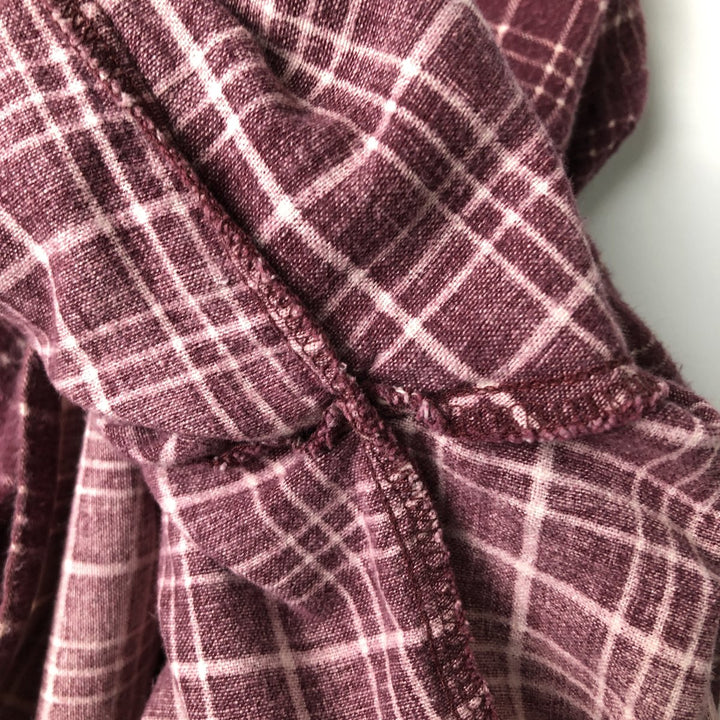 Vintage 1980'S Dickies Long Sleeve Printed Flannel Check Shirt, Men's Size L cotton Purple type red-purple Vintage Second Hand