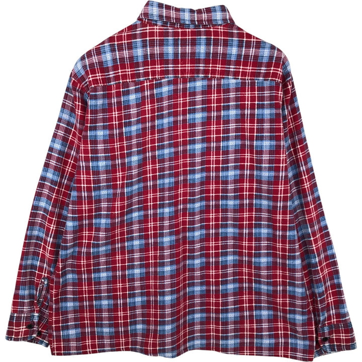 Vintage 80s-90'S Dickies Long Sleeve Printed Flannel Check Shirt, Box Shirt, Men's Size XL cotton red type Vintage Second Hand