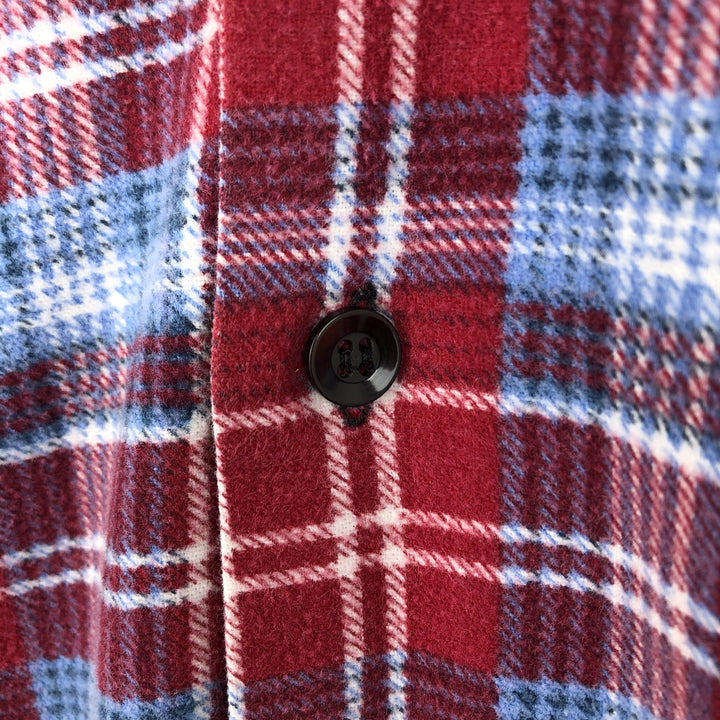 Vintage 80s-90'S Dickies Long Sleeve Printed Flannel Check Shirt, Box Shirt, Men's Size XL cotton red type Vintage Second Hand