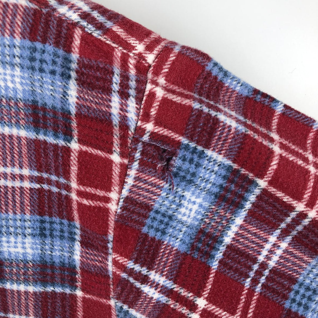 Vintage 80s-90'S Dickies Long Sleeve Printed Flannel Check Shirt, Box Shirt, Men's Size XL cotton red type Vintage Second Hand