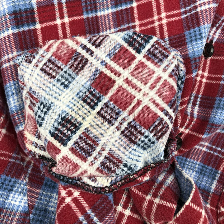 Vintage 80s-90'S Dickies Long Sleeve Printed Flannel Check Shirt, Box Shirt, Men's Size XL cotton red type Vintage Second Hand