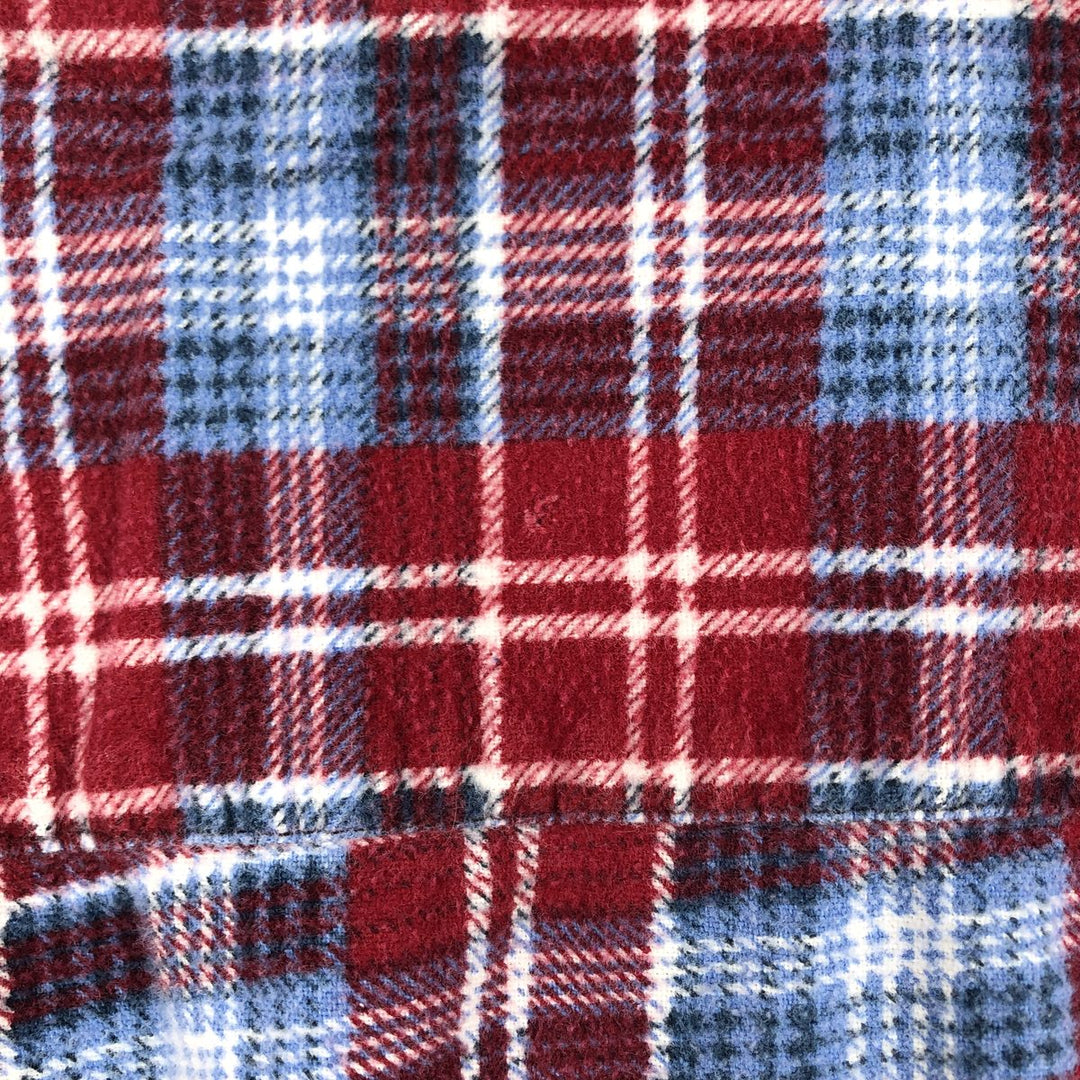 Vintage 80s-90'S Dickies Long Sleeve Printed Flannel Check Shirt, Box Shirt, Men's Size XL cotton red type Vintage Second Hand