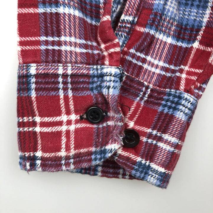 Vintage 80s-90'S Dickies Long Sleeve Printed Flannel Check Shirt, Box Shirt, Men's Size XL cotton red type Vintage Second Hand