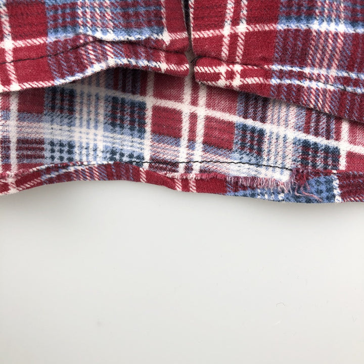 Vintage 80s-90'S Dickies Long Sleeve Printed Flannel Check Shirt, Box Shirt, Men's Size XL cotton red type Vintage Second Hand
