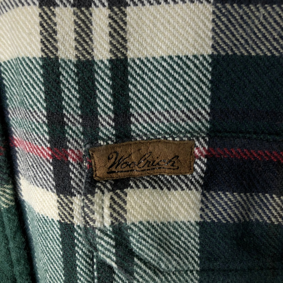 2000'S WOOLRICH long-sleeved button-down flannel check shirt, men's size L cotton Green type dark green Vintage Second Hand