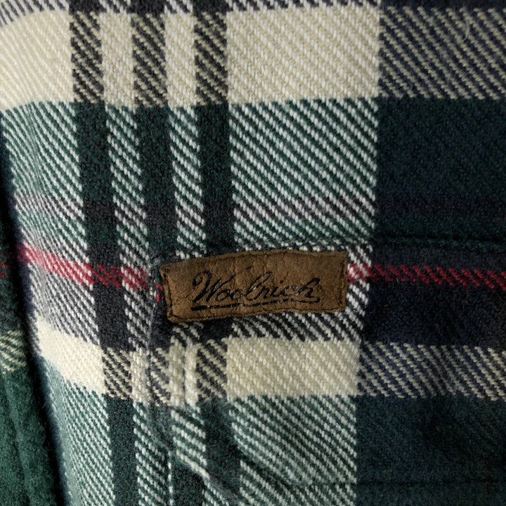 2000'S WOOLRICH long-sleeved button-down flannel check shirt, men's size L cotton Green type dark green Vintage Second Hand