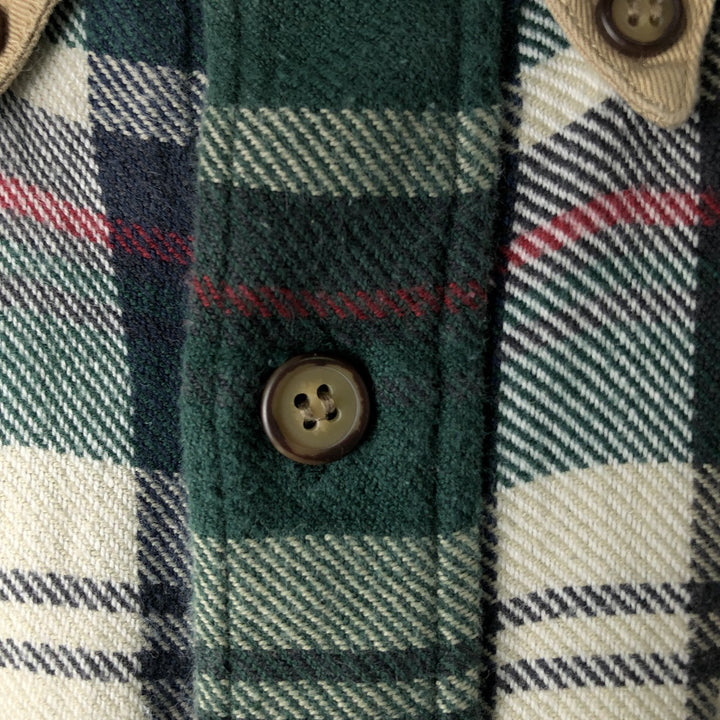 2000'S WOOLRICH long-sleeved button-down flannel check shirt, men's size L cotton Green type dark green Vintage Second Hand