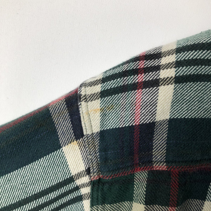 2000'S WOOLRICH long-sleeved button-down flannel check shirt, men's size L cotton Green type dark green Vintage Second Hand