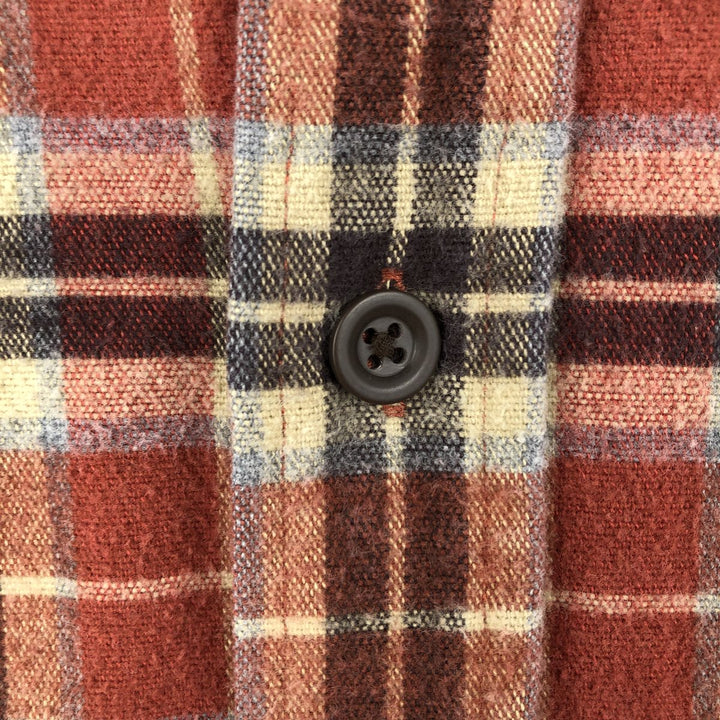 Vintage LLBean 90s-00'S Shammy Shirt, Check Pattern, Long Sleeve, Men's Size XL cotton orange type Vintage Second Hand