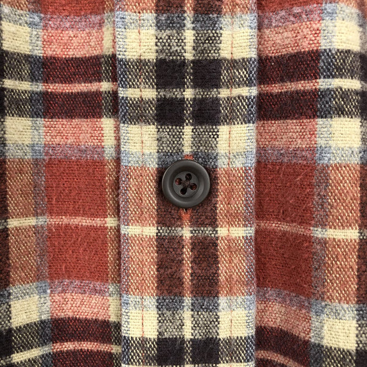 Vintage LLBean 90s-00'S Shammy Shirt, Check Pattern, Long Sleeve, Men's Size XL cotton orange type Vintage Second Hand