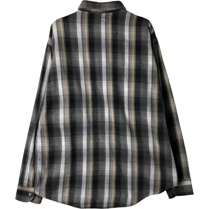 1980'S - Vintage PRENTISS OUTDOORS Long Sleeve Light Flannel Check Shirt, Men's Size L cotton gray type Vintage Second Hand