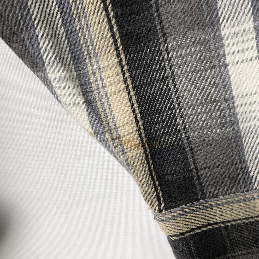 1980'S - Vintage PRENTISS OUTDOORS Long Sleeve Light Flannel Check Shirt, Men's Size L cotton gray type Vintage Second Hand