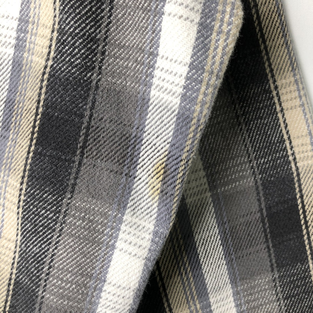 1980'S - Vintage PRENTISS OUTDOORS Long Sleeve Light Flannel Check Shirt, Men's Size L cotton gray type Vintage Second Hand