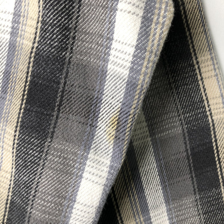 1980'S - Vintage PRENTISS OUTDOORS Long Sleeve Light Flannel Check Shirt, Men's Size L cotton gray type Vintage Second Hand