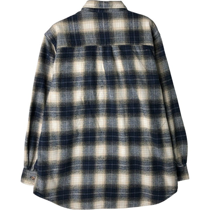 Field and Stream FIELD AND STREAM Ombre Check Long Sleeve Flannel Check Shirt Men's M Size cotton navy blue type Vintage Second Hand