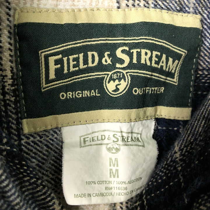 Field and Stream FIELD AND STREAM Ombre Check Long Sleeve Flannel Check Shirt Men's M Size cotton navy blue type Vintage Second Hand