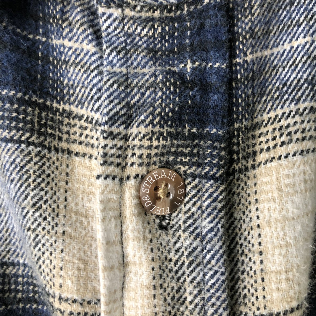 Field and Stream FIELD AND STREAM Ombre Check Long Sleeve Flannel Check Shirt Men's M Size cotton navy blue type Vintage Second Hand