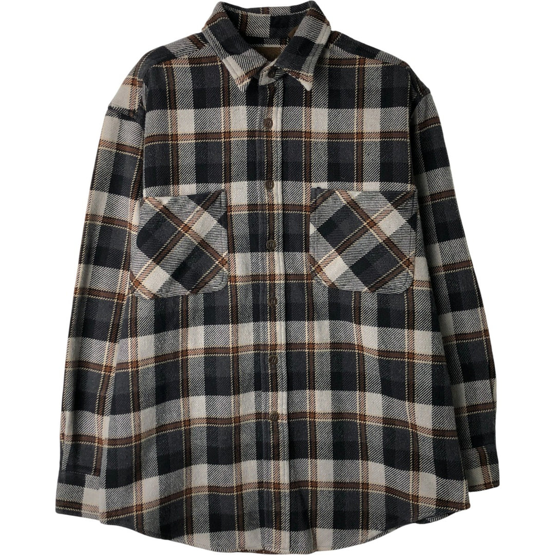 Vintage 90s-00'S St. John's Bay long-sleeved flannel check shirt, size M, men's cotton black type Vintage Second Hand