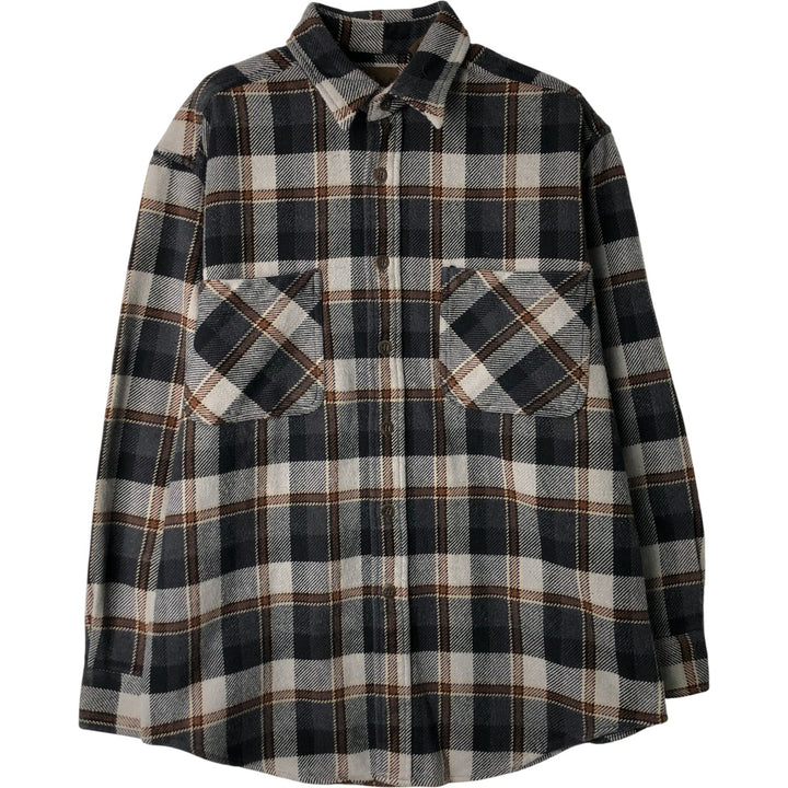 Vintage 90s-00'S St. John's Bay long-sleeved flannel check shirt, size M, men's cotton black type Vintage Second Hand
