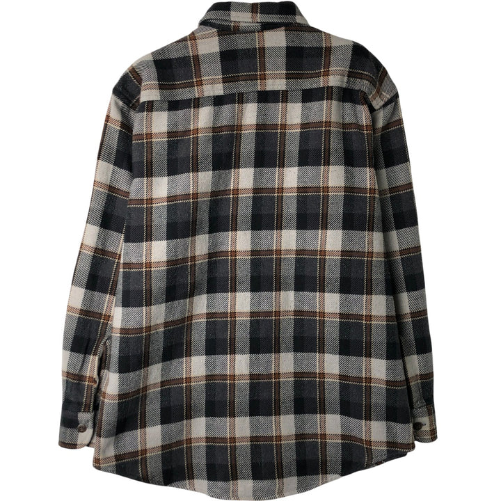 Vintage 90s-00'S St. John's Bay long-sleeved flannel check shirt, size M, men's cotton black type Vintage Second Hand