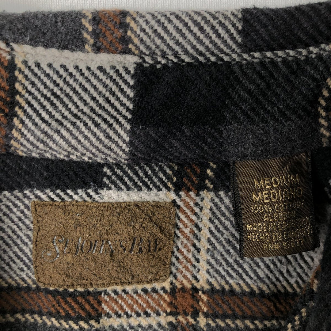 Vintage 90s-00'S St. John's Bay long-sleeved flannel check shirt, size M, men's cotton black type Vintage Second Hand