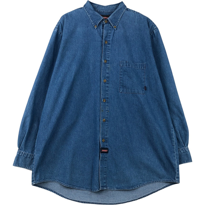 Dickies Long Sleeve Button Down Denim Shirt Men's XL cotton blue type Vintage Second Hand