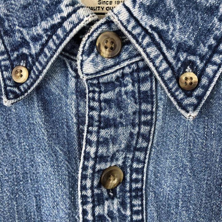 90s-00'S Vintage LLBean Long Sleeve Button-Down Denim Shirt, Men's Size L cotton blue type Vintage Second Hand