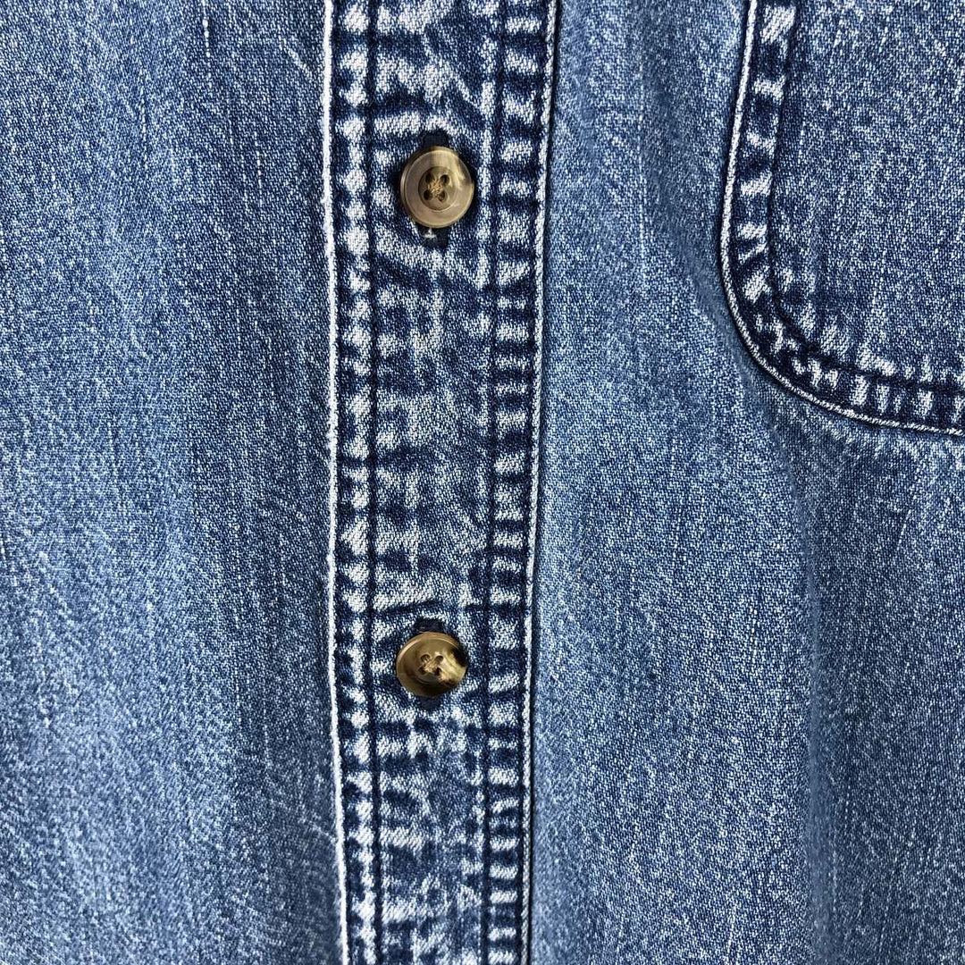 90s-00'S Vintage LLBean Long Sleeve Button-Down Denim Shirt, Men's Size L cotton blue type Vintage Second Hand