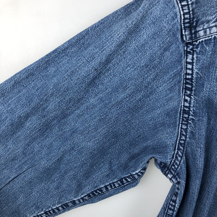 90s-00'S Vintage LLBean Long Sleeve Button-Down Denim Shirt, Men's Size L cotton blue type Vintage Second Hand