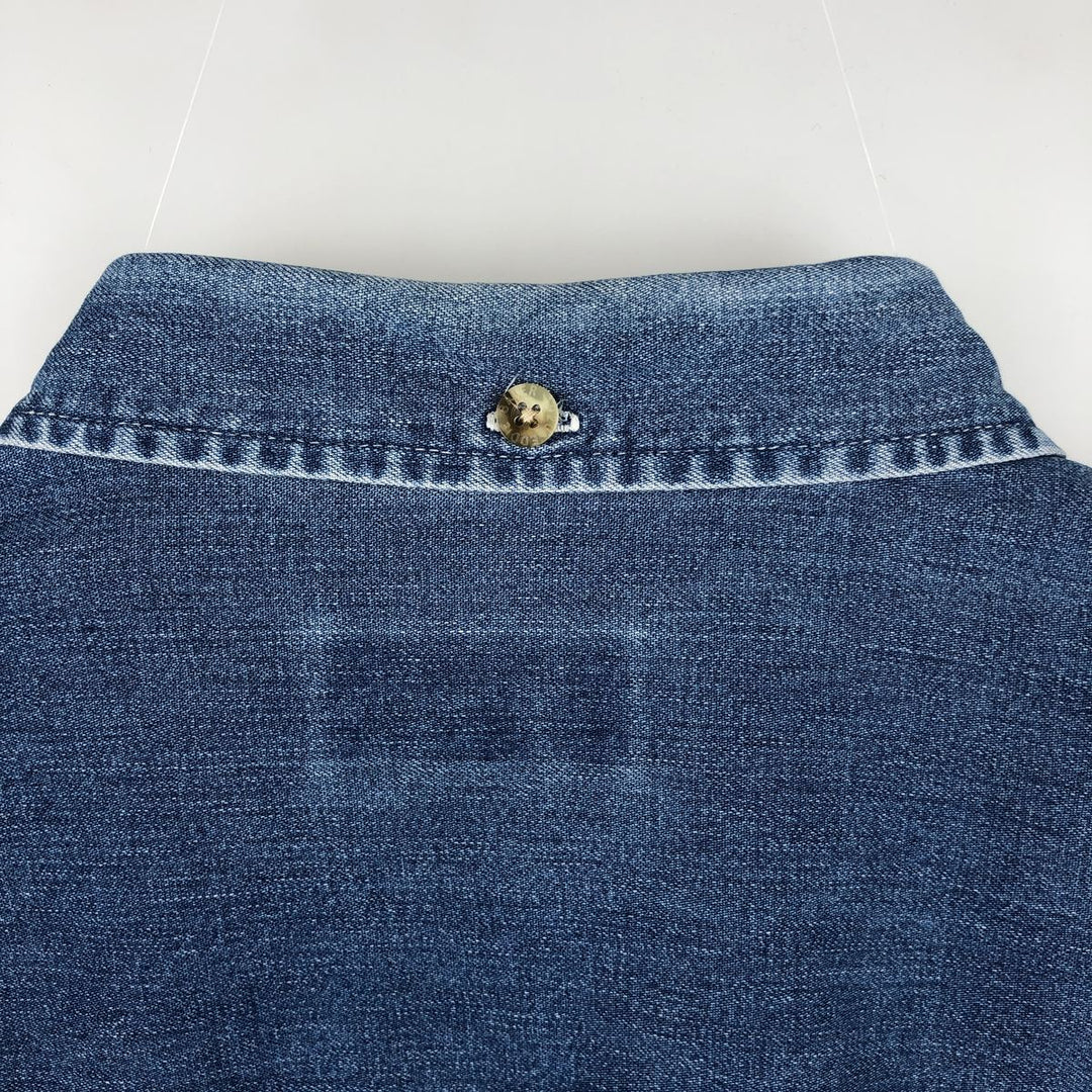 Eddie Bauer long-sleeved button-down denim shirt, men's size XL cotton blue type Vintage Second Hand