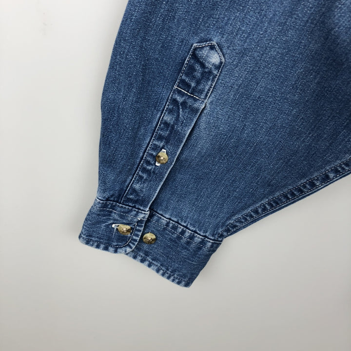 Eddie Bauer long-sleeved button-down denim shirt, men's size XL cotton blue type Vintage Second Hand
