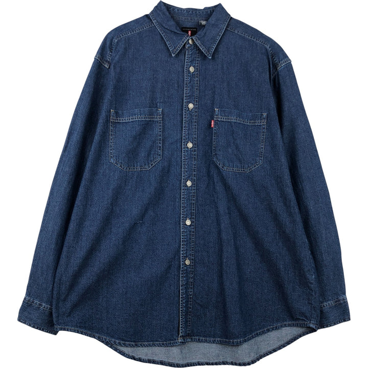 90'S - Vintage Levi's Long Sleeve Denim Shirt, Men's Size L cotton navy blue type Vintage Second Hand