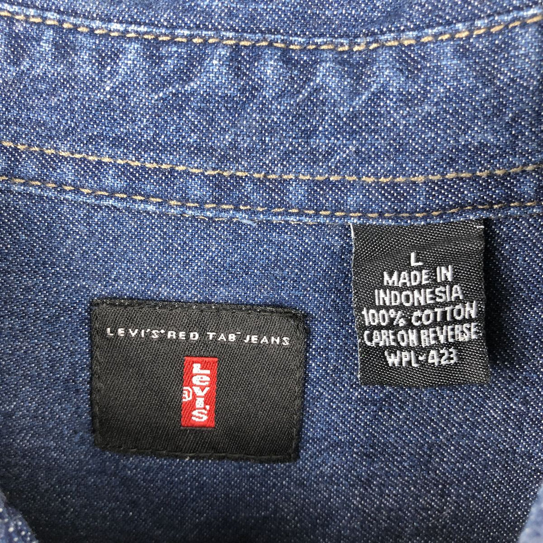 90'S - Vintage Levi's Long Sleeve Denim Shirt, Men's Size L cotton navy blue type Vintage Second Hand