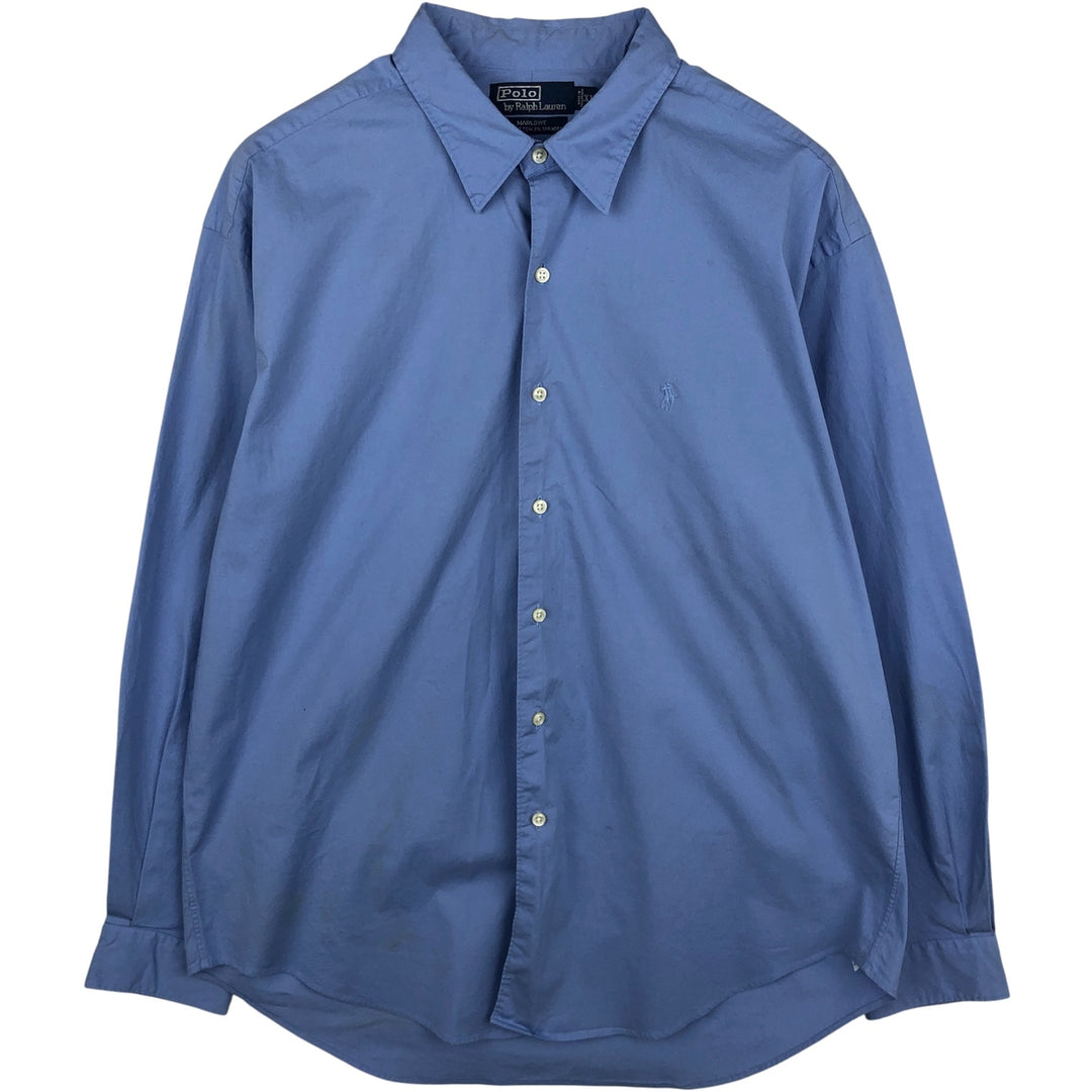 Ralph Lauren POLO by Ralph Lauren MARLOWE long-sleeved cotton shirt, men's size XL cotton blue type Vintage Second Hand
