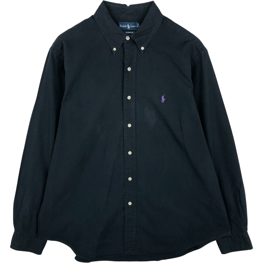 Ralph Lauren Classic Fit Long Sleeve Button Down Shirt Men's XL cotton black type Vintage Second Hand
