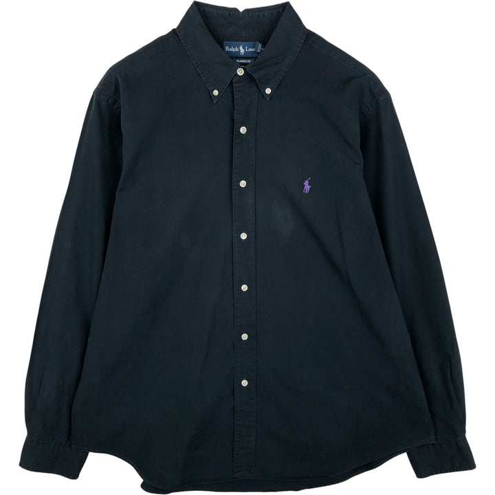 Ralph Lauren Classic Fit Long Sleeve Button Down Shirt Men's XL cotton black type Vintage Second Hand