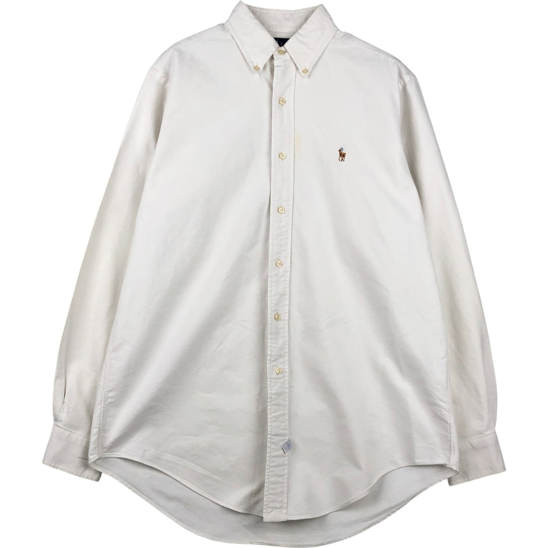 Ralph Lauren long sleeve button down shirt, men's size M cotton white type Vintage Second Hand