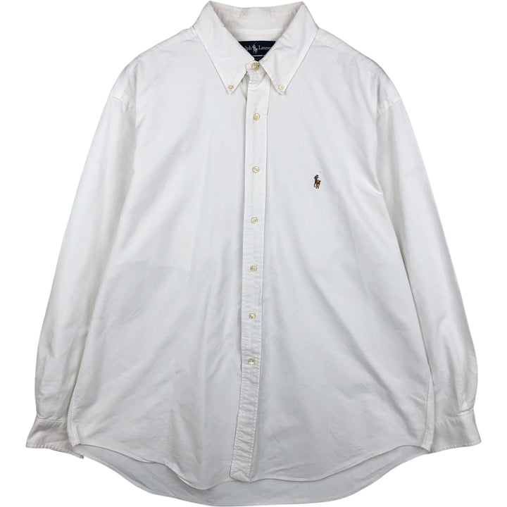 Ralph Lauren YARMOUTH long sleeve button down shirt, men's XL size cotton pale white type Vintage Second Hand