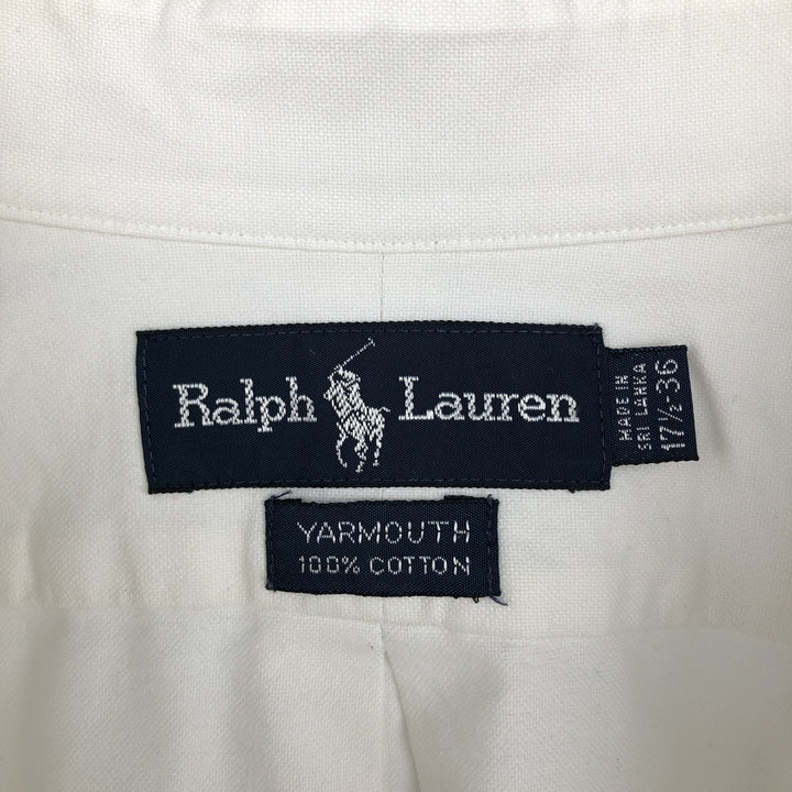 Ralph Lauren YARMOUTH long sleeve button down shirt, men's XL size cotton pale white type Vintage Second Hand