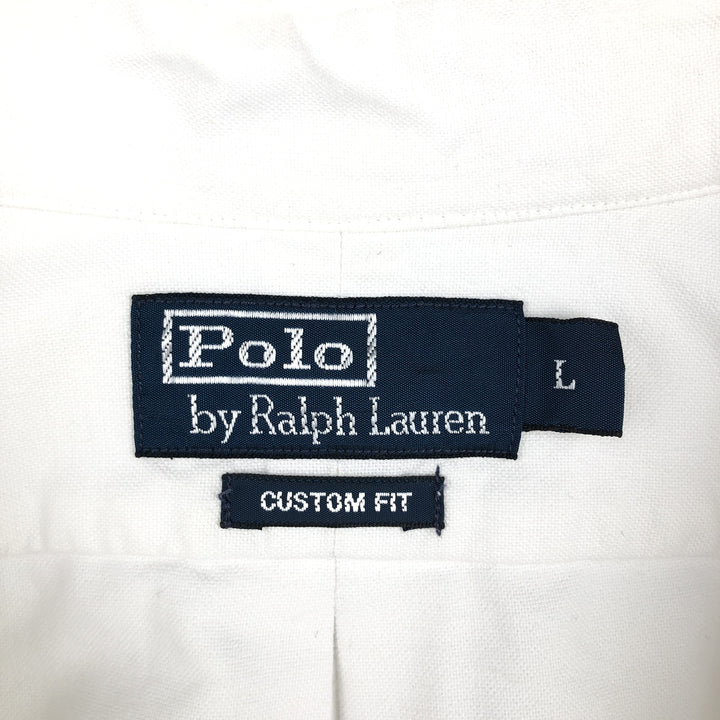 Ralph Lauren POLO by Ralph Lauren CUSTOM FIT long-sleeved button-down shirt, men's size L cotton pale white type Vintage Second Hand