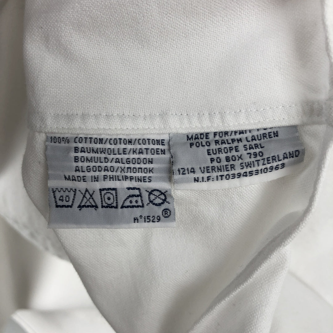 Ralph Lauren POLO by Ralph Lauren CUSTOM FIT long-sleeved button-down shirt, men's size L cotton pale white type Vintage Second Hand