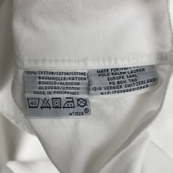 Ralph Lauren POLO by Ralph Lauren CUSTOM FIT long-sleeved button-down shirt, men's size L cotton pale white type Vintage Second Hand