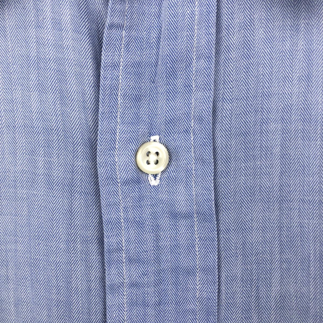 Ralph Lauren POLO by Ralph Lauren ANDREW herringbone long sleeve cotton shirt, men's XL size cotton Blue type light blue Vintage Second Hand