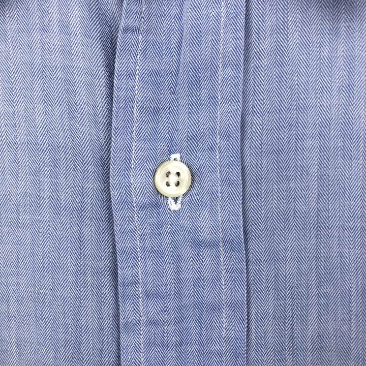 Ralph Lauren POLO by Ralph Lauren ANDREW herringbone long sleeve cotton shirt, men's XL size cotton Blue type light blue Vintage Second Hand